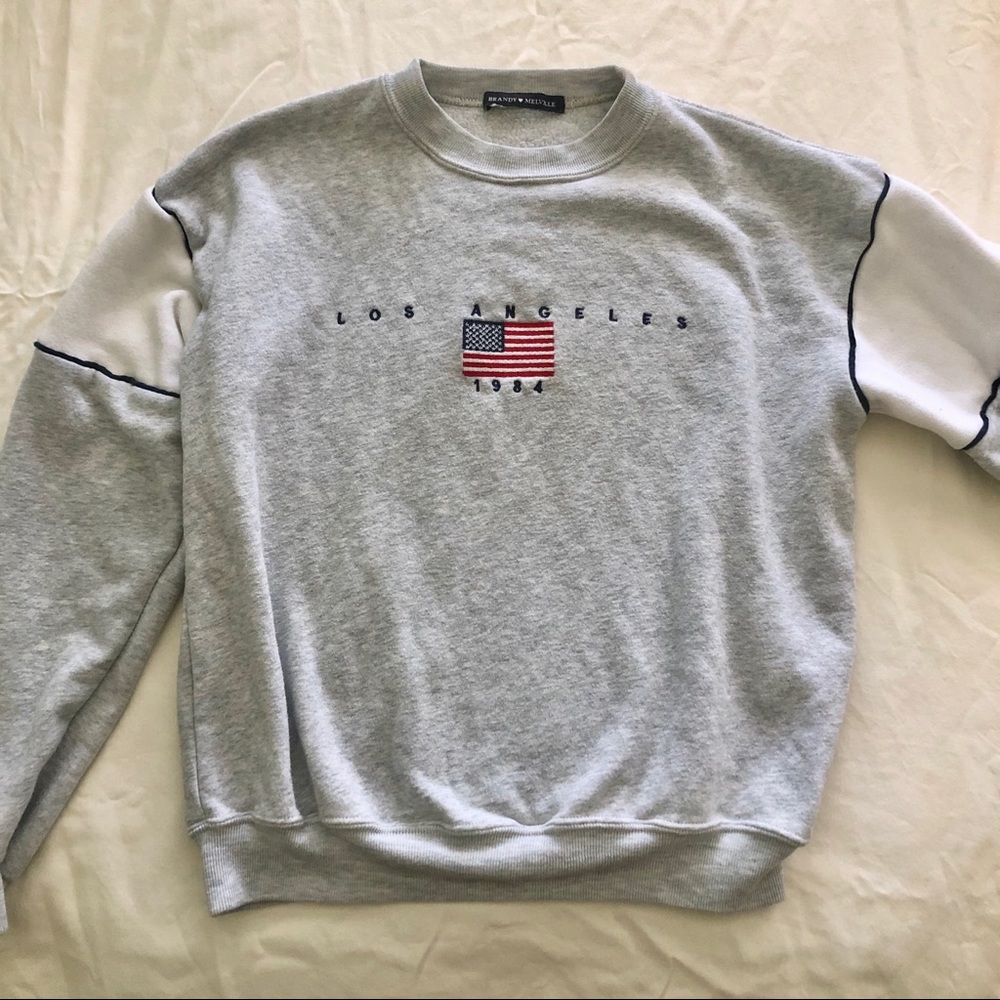 brandy melville cropped embroidered sweater